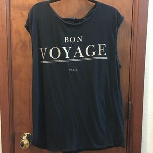 MNG by Mango Black Bon Voyage Paris Top